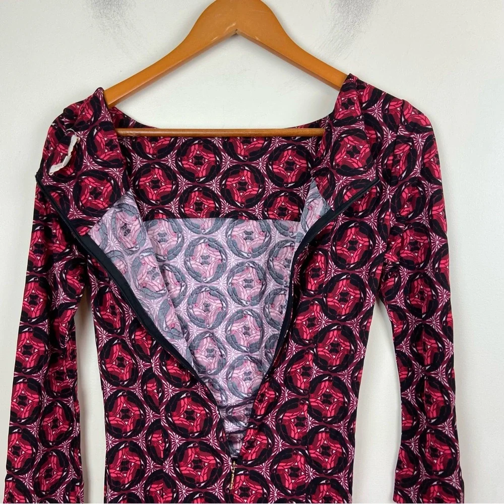 Tory Burch Corinne Abstract Print Midi Sheath Dress Size XS‎ Office Colorful
